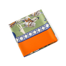 Moda belo pescoço lenços multicolor cavalos impressos xale 130x130 cm lenço quadrado de seda de imitação